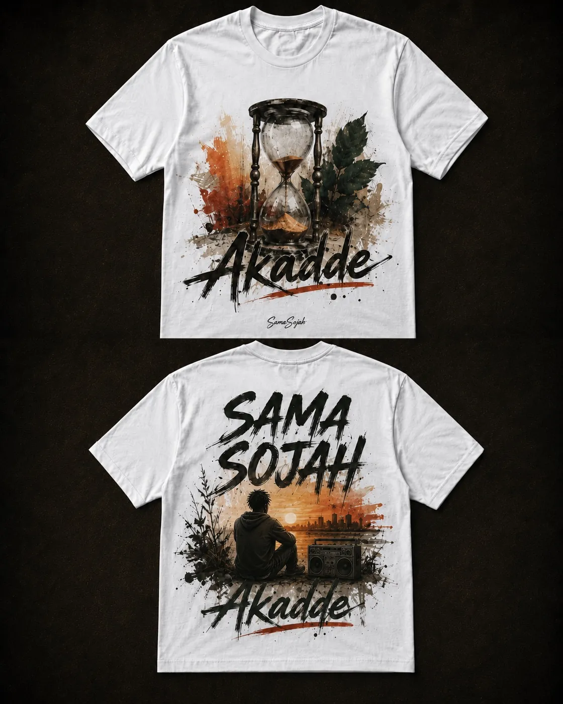 Akadde hourglass T-shirt front and back