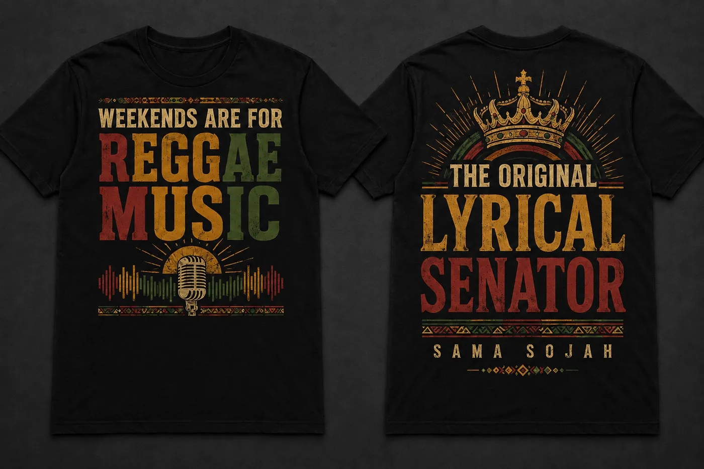 Weekends Are For Reggae Music T-shirt front and back