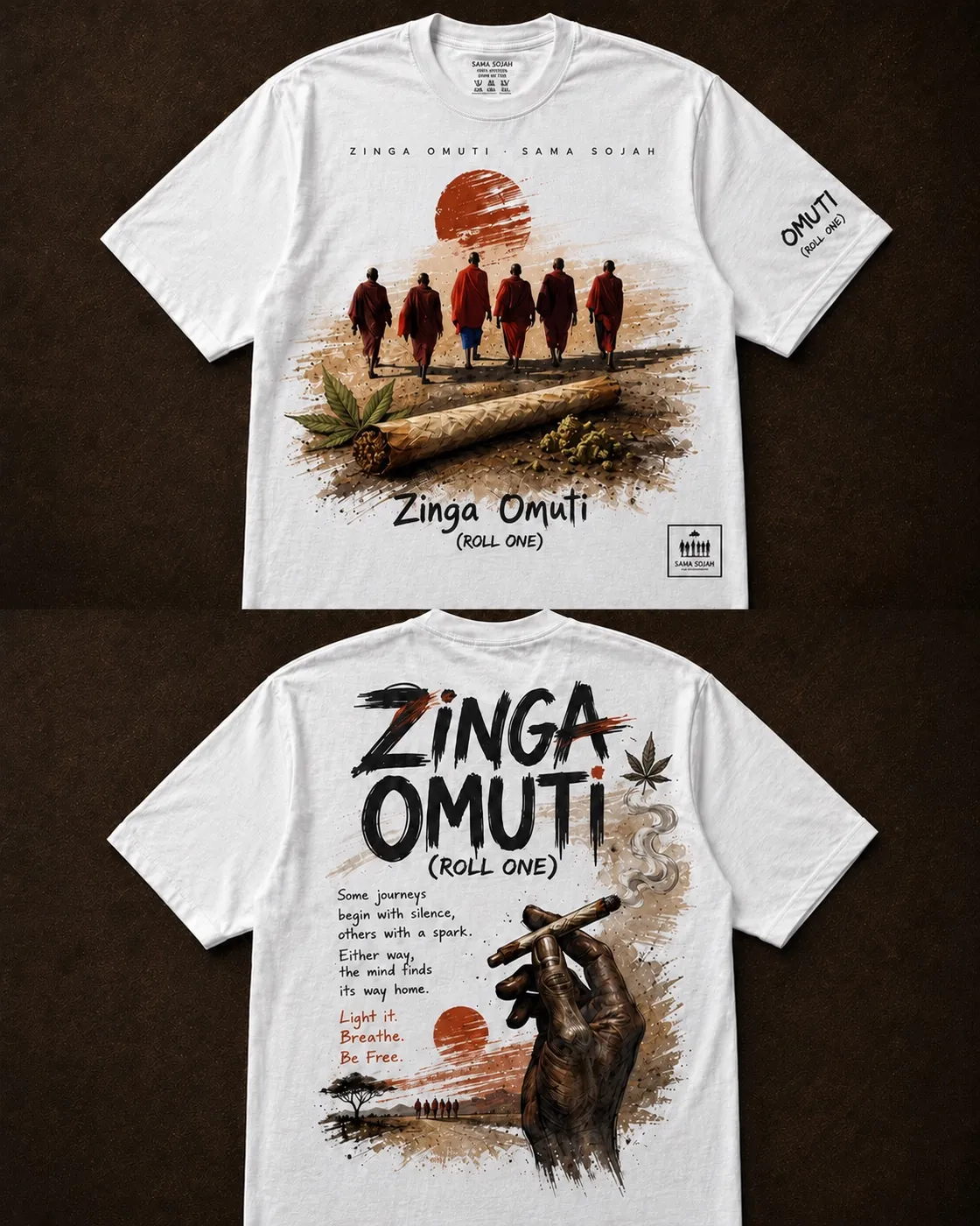 Zinga Omuti Roll One T-shirt front and back